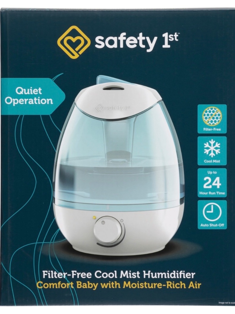 Safety 1st Filter-Free Cool Mist Humidifier Quiet Auto Shut-Off 24hr Blue/White